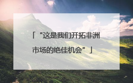 “这是我们开拓非洲市场的绝佳机会”