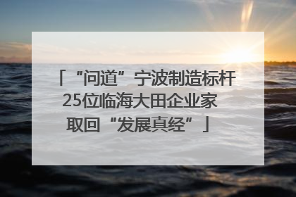 “问道”宁波制造标杆 25位临海大田企业家取回“发展真经”
