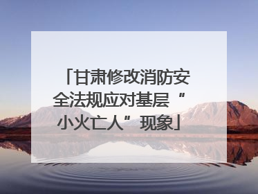 甘肃修改消防安全法规应对基层“小火亡人”现象