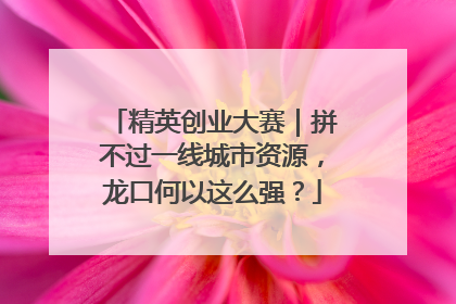 精英创业大赛｜拼不过一线城市资源，龙口何以这么强？