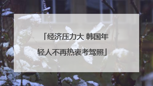 经济压力大 韩国年轻人不再热衷考驾照