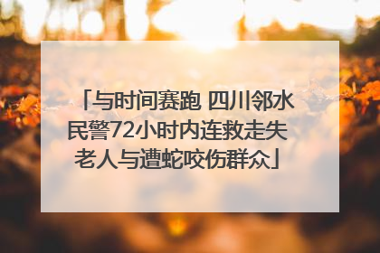 与时间赛跑 四川邻水民警72小时内连救走失老人与遭蛇咬伤群众