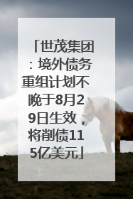 世茂集团：境外债务重组计划不晚于8月29日生效，将削债115亿美元
