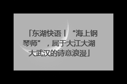 东湖快语丨“海上钢琴师”，属于大江大湖大武汉的诗意浪漫