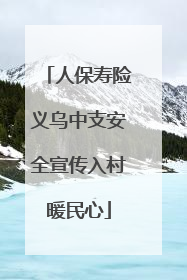 人保寿险义乌中支安全宣传入村暖民心