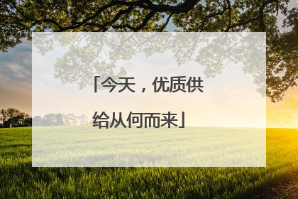 今天，优质供给从何而来