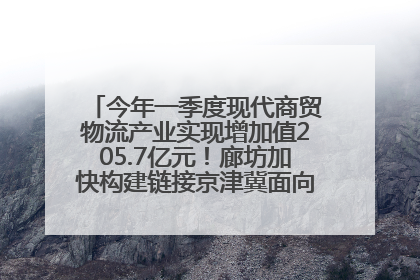 今年一季度现代商贸物流产业实现增加值205.7亿元！廊坊加快构建链接京津冀面向全世界的物流通道