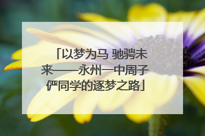 以梦为马 驰骋未来——永州一中周子俨同学的逐梦之路