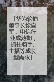华为轮值董事长徐直军：电信行业成熟期，抓住骑手、主播等成长型需求