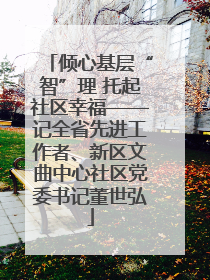 倾心基层“智”理 托起社区幸福——记全省先进工作者、新区文曲中心社区党委书记董世弘