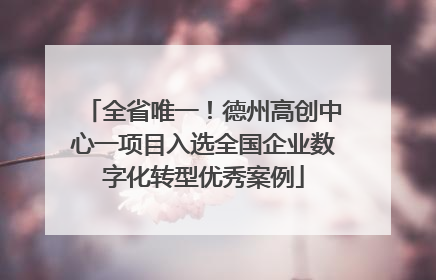 全省唯一！德州高创中心一项目入选全国企业数字化转型优秀案例