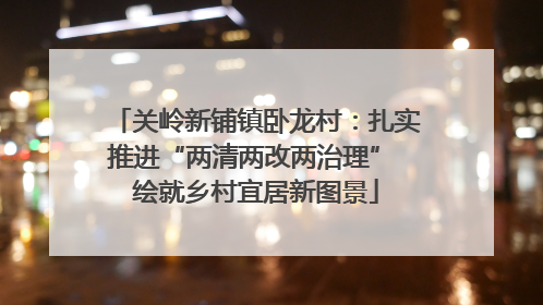 关岭新铺镇卧龙村：扎实推进“两清两改两治理” 绘就乡村宜居新图景