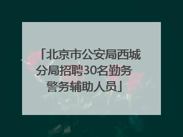 北京市公安局西城分局招聘30名勤务警务辅助人员