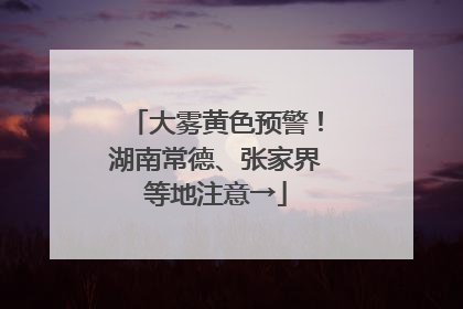 大雾黄色预警！湖南常德、张家界等地注意→