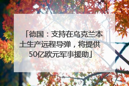 德国：支持在乌克兰本土生产远程导弹，将提供50亿欧元军事援助
