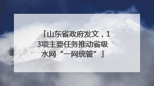 山东省政府发文，13项主要任务推动省级水网“一网统管”