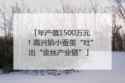 年产值1500万元！高兴镇小蚕茧“吐”出“金丝产业链”