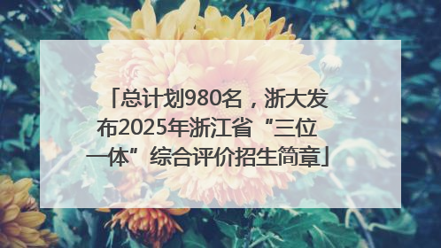 总计划980名，浙大发布2025年浙江省“三位一体”综合评价招生简章