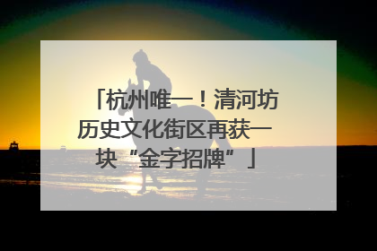 杭州唯一！清河坊历史文化街区再获一块“金字招牌”