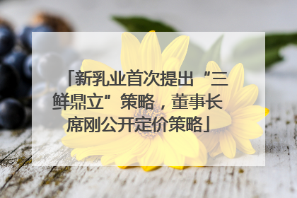 新乳业首次提出“三鲜鼎立”策略，董事长席刚公开定价策略