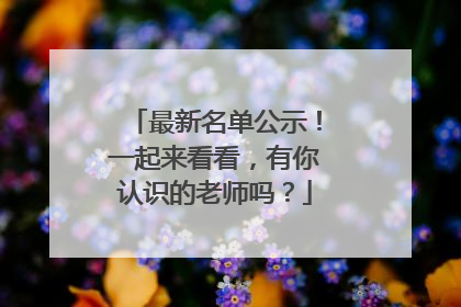 最新名单公示！一起来看看，有你认识的老师吗？