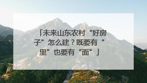 未来山东农村“好房子”怎么建？既要有“里”也要有“面”