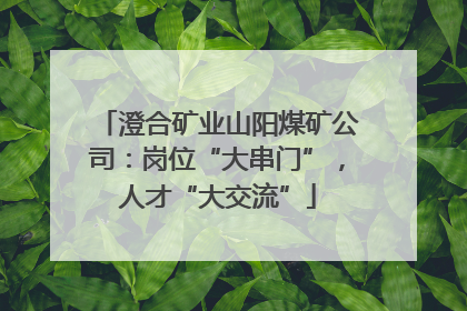 澄合矿业山阳煤矿公司：岗位“大串门”，人才“大交流”