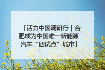 活力中国调研行｜合肥成为中国唯一新能源汽车“四试点”城市
