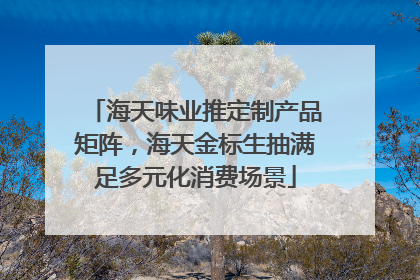 海天味业推定制产品矩阵，海天金标生抽满足多元化消费场景