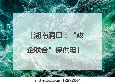 湖南洞口：“政企联合”保供电