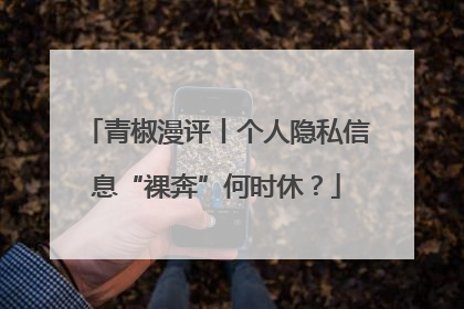 青椒漫评丨个人隐私信息“裸奔”何时休？