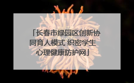 长春市绿园区创新协同育人模式 织密学生心理健康防护网