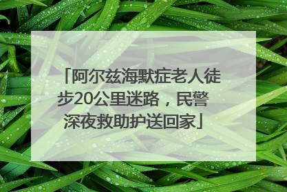 阿尔兹海默症老人徒步20公里迷路，民警深夜救助护送回家