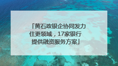 黄石政银企协同发力住更领域，17家银行提供融资服务方案